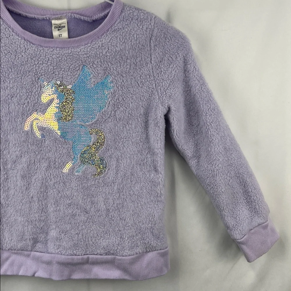 Osh Kosh - Girl’s Sweatshirt - Furry Flannel - Unicorn - Purple - 5t
